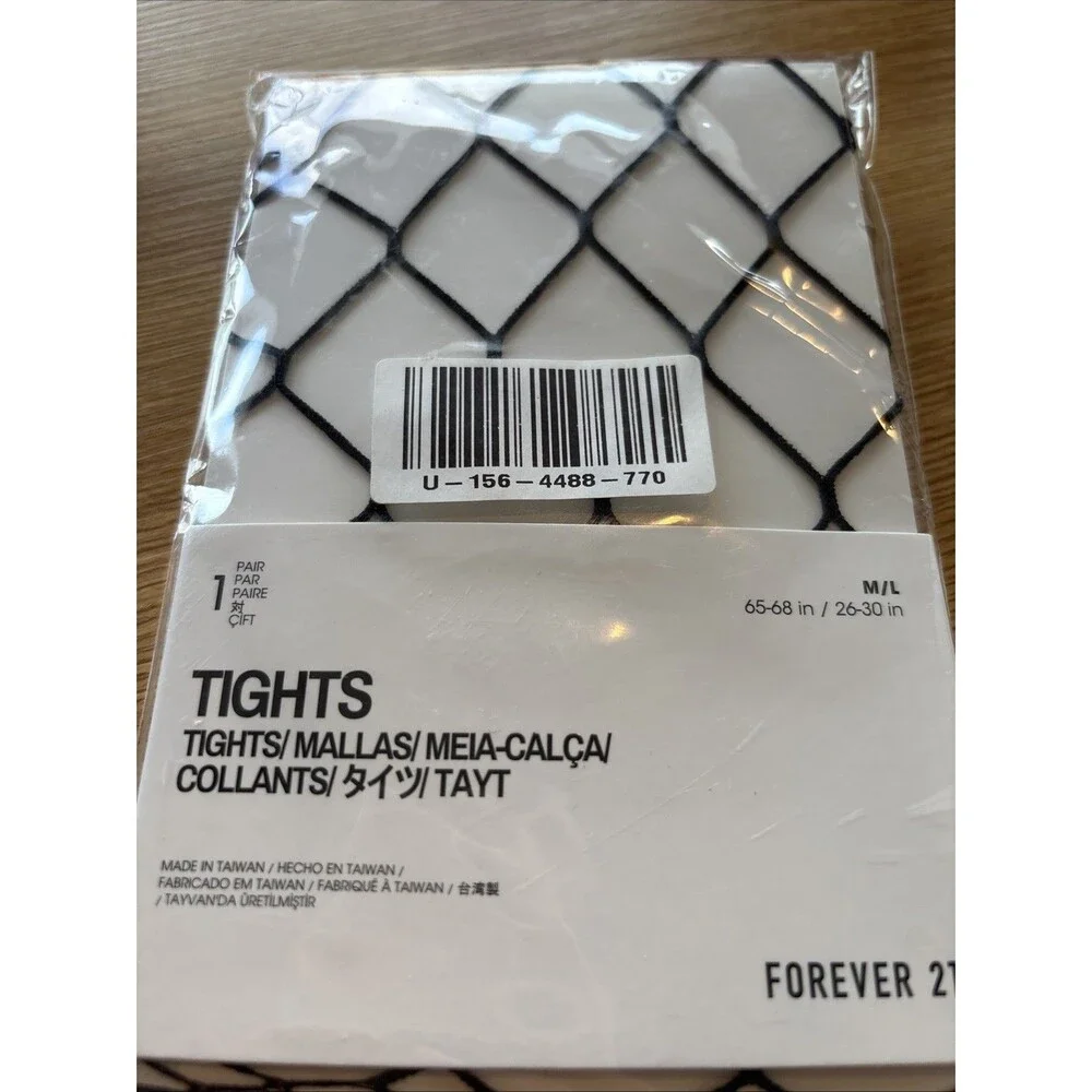 NEW Fishnet Tights BLACK Med / LG (26” - 30”) NIP 92% Nylon 8% Spandex Sexy Goth